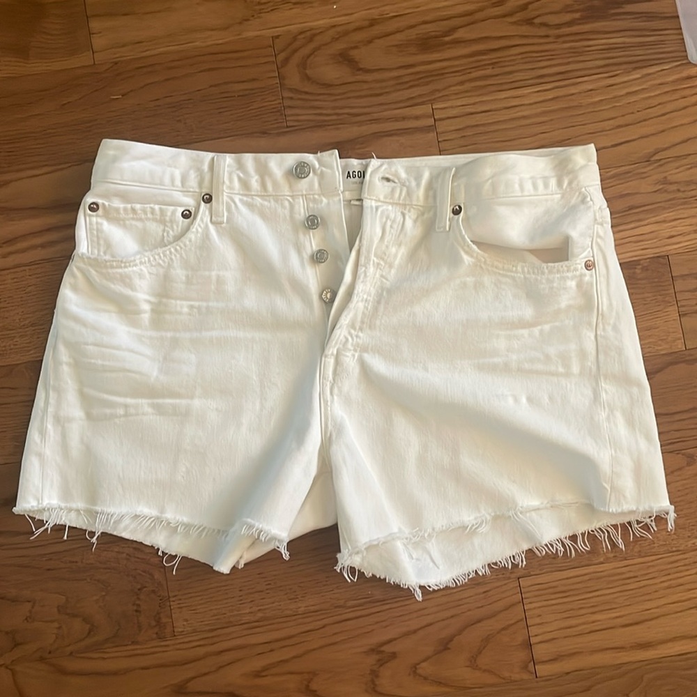 AGOLDE White Denim Cut Offs - Button Fly, 30
